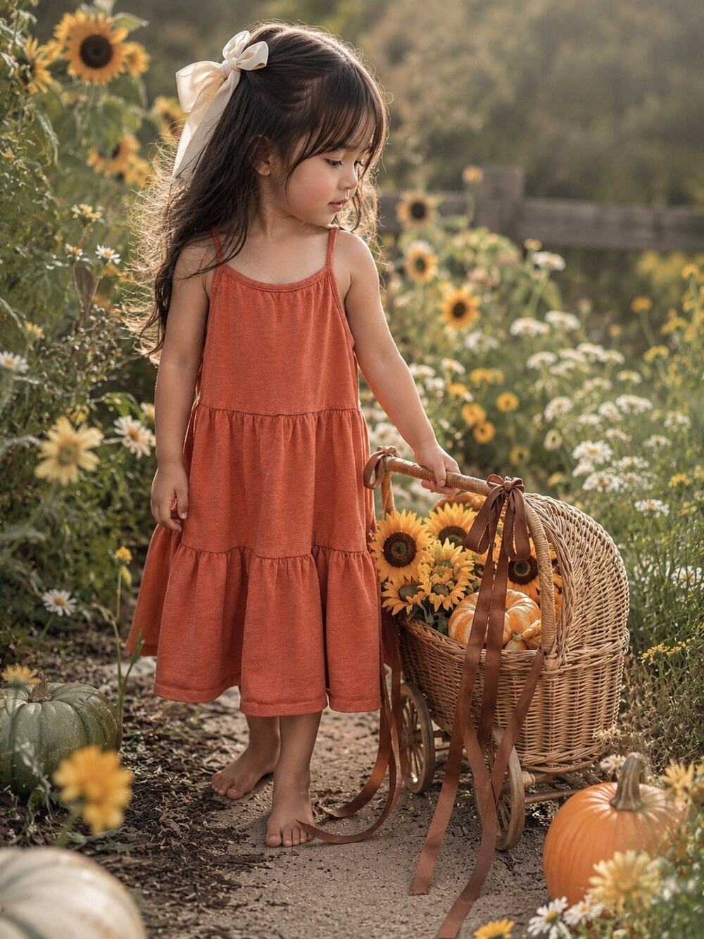 Pumpkin Spiced Kisses Tiered Twirl Minimalist Maxi Dress 2-4yr
